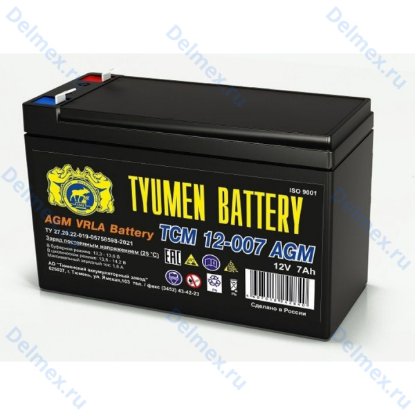 Аккумуляторная батарея Tyumen Battery ТСМ-12007 AGM 