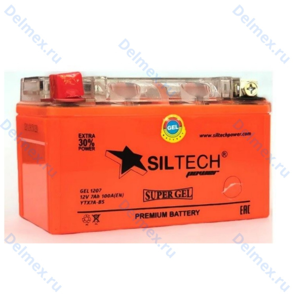 Аккумуляторная батарея SILTECH 6МТС-7 i GEL (YTX7A-BS) прямой полярности