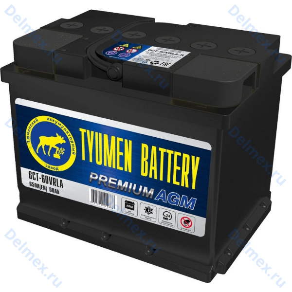Аккумуляторная батарея Tyumen Battery 6СТ-60VRLA-R PREMIUM AGM