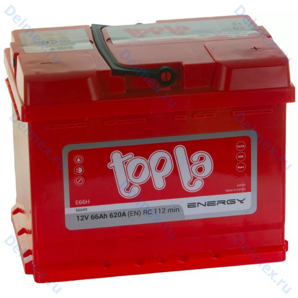Аккумуляторная батарея TOPLA 6СТ-66L Energy обратной полярности (108066)