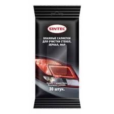 Салфетки SINTEC влажные для очистки стекол, зеркал, фар фото 