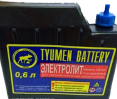 Электролит для аккумуляторов d=1.28г/см3 канистра 0,6 л Tyumen