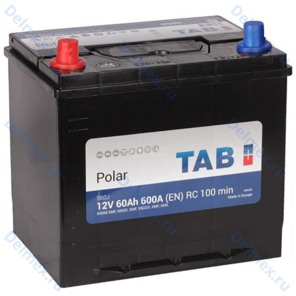Аккумуляторная батарея TAB 6СТ-60L JIS POLAR прямой полярности Азия (246690)