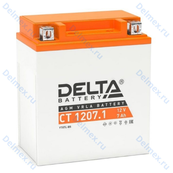 Аккумуляторная батарея DELTA СТ-1207.1 AGM (YTX7LBS) обратная полярность, залитый