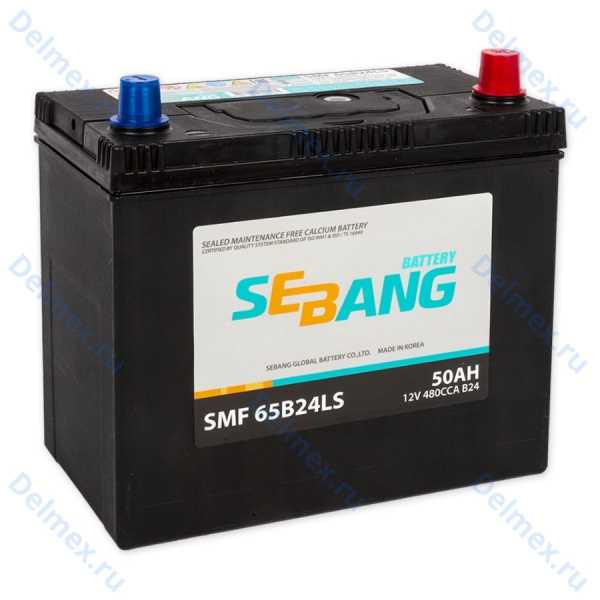 Аккумуляторная батарея SEBANG 6СТ-50L SMF (65B24LS) обратной полярности стандартные клеммы