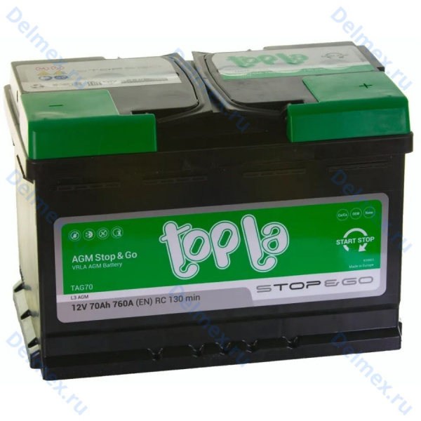 Аккумуляторная батарея TOPLA 6СТ-70L EcoDry AGM Stop&Go (L3) обратной полярности