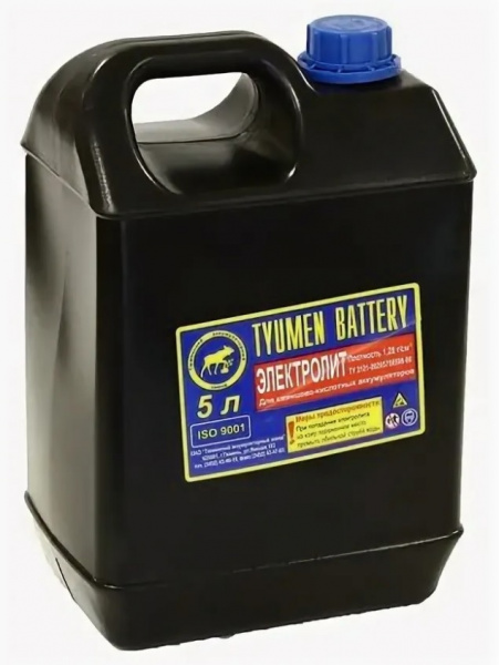 Электролит для аккумуляторов d=1.28г/см3 канистра 5л. Tyumen