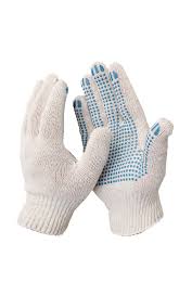 Перчатки х/б с ПВХ Точка 10КЛАСС 4нити,белые размер М