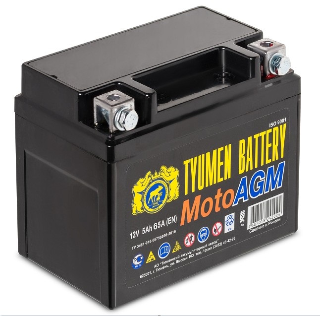 Аккумуляторная батарея Tyumen Battery 6МТС-5 Moto AGM обратной полярности