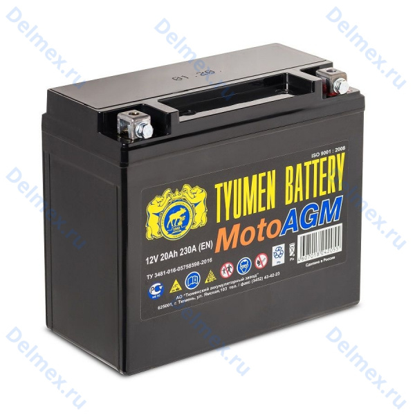 Аккумуляторная батарея Tyumen Battery 6МТС-20 Moto AGM обратной полярности