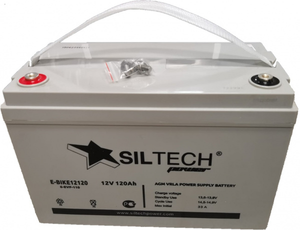 Аккумуляторная батарея SILTECH 6МТС-120 E-BIKE 12120 (6-EVF-110) прямой полярности 12V120Ah