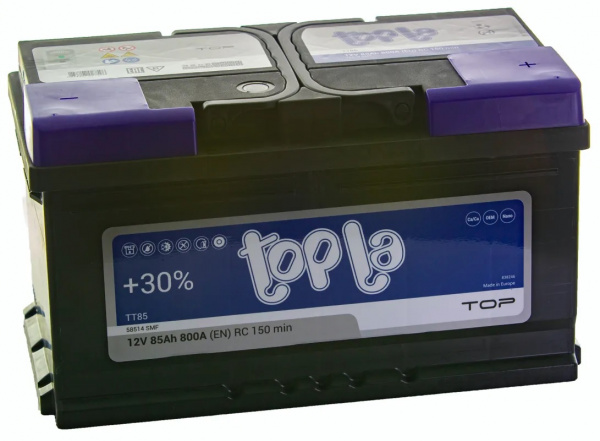 Аккумуляторная батарея TOPLA 6СТ-85L Top Sealed обратной полярности низкая