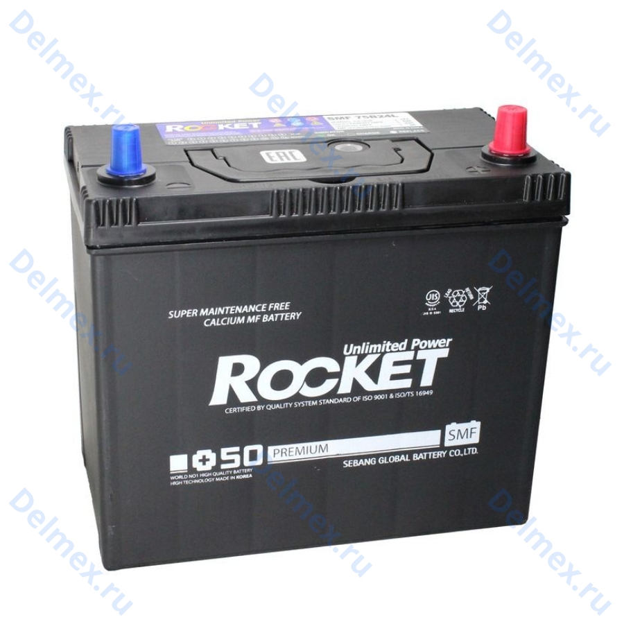 Аккумуляторная батарея ROCKET 6СТ-55 Asia обратной полярности фото 