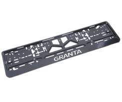 Рамка номера пластиковая черная с защелкой с надписью "GRANTA" М5 фото 