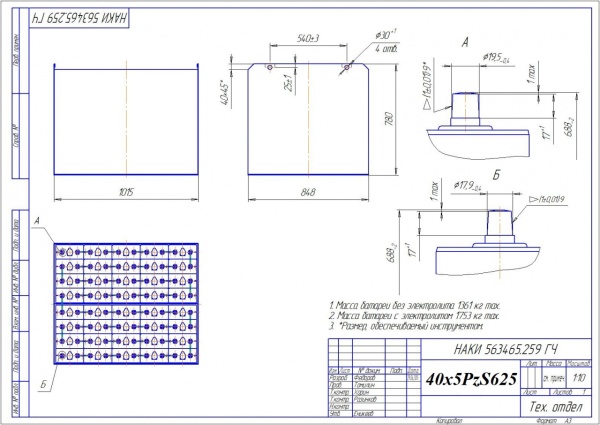Фото АКБ 40х5PzS625 исполнение 259-01 с гибкими перемычками залитая электролитом