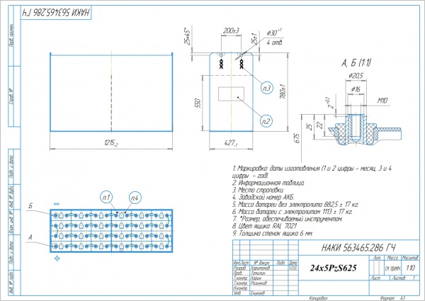 Фото АКБ 24х5PzS625 исполнение 286-01 с гибкими перемычками залитая электролитом