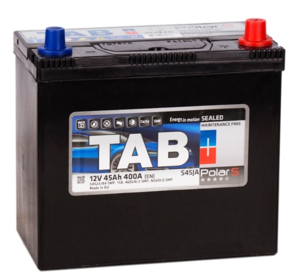 Аккумуляторная батарея TAB 6СТ-45L POLAR JIS MF обратной полярности Азия тонкие клеммы (246845)