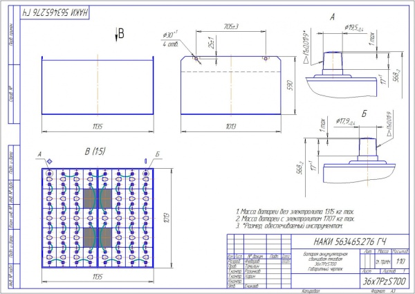 Фото АКБ 36х7PzS700 исполнение 276-01 с гибкими перемычками залитая электролитом