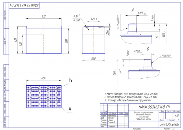 Фото АКБ 24х4PzS400 исполнение 148-01 с гибкими перемычками залитая электролитом