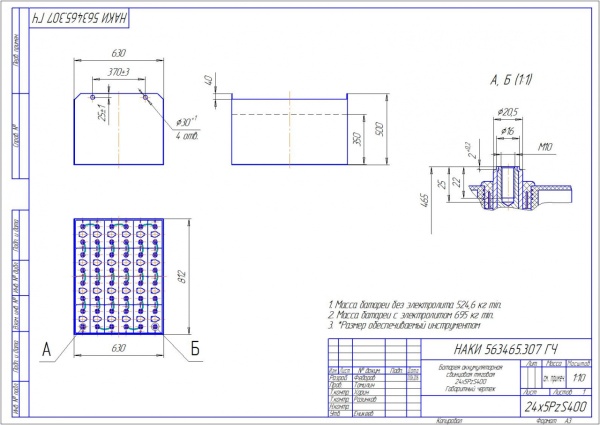 Фото АКБ 24х5PzS400 исполнение 307-01 с гибкими перемычками залитая электролитом