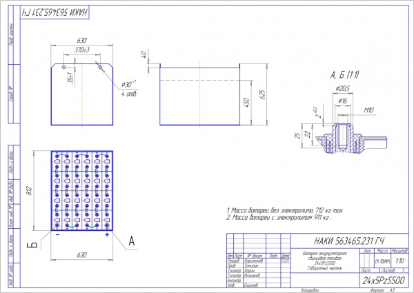 Фото АКБ 24х5PzS500 исполнение 231-01 с гибкими перемычками в комплекте с электролитом