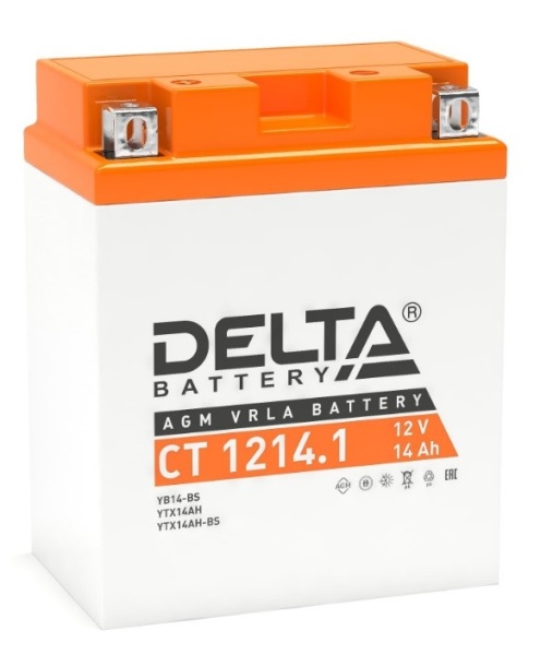 Аккумуляторная батарея DELTA СТ-1214.1 AGM (YB14BS) прямая полярность, залитый
