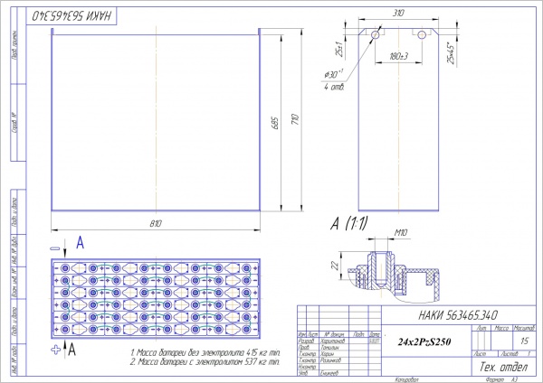 Фото АКБ 24х2PzS250 исполнение 340-01 с гибкими перемычками залитая электролитом