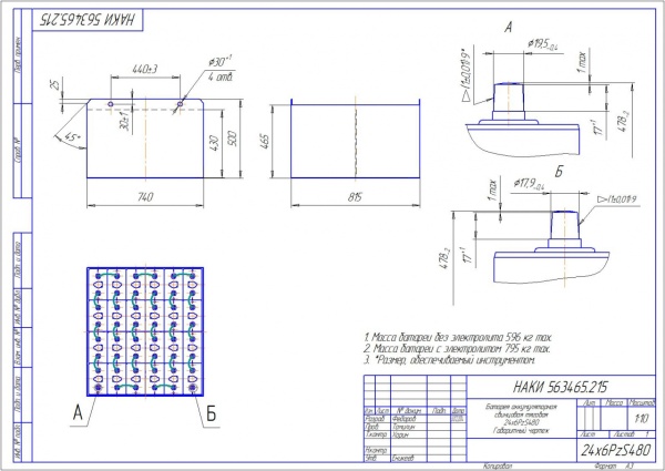 Фото АКБ 24х6PzS480 исполнение 215-01 с гибкими перемычками залитая электролитом