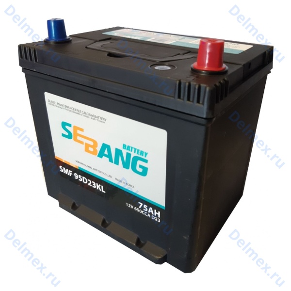 Аккумуляторная батарея SEBANG 6СТ-75L SMF (95D23KL) обратной полярности