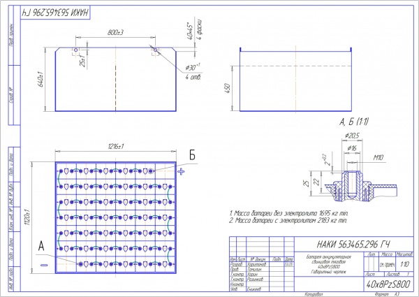 Фото АКБ 40х8PzS800 исполнение 296-01 с гибкими перемычками залитая электролитом