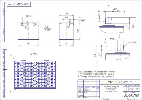 Фото АКБ 24х2PzS160 исполнение 101-01 с гибкими перемычками залитая электролитом