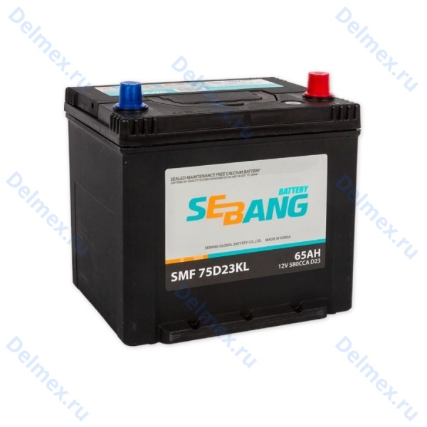 Аккумуляторная батарея SEBANG 6СТ-65L SMF (75D23KL) обратной полярности