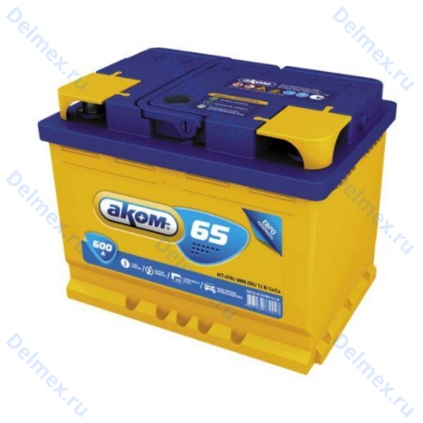 Аккумуляторная батарея АКОМ 6СТ-65L обратной полярности