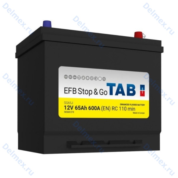 Аккумуляторная батарея TAB 6СТ-65L POLAR JIS EFB Stop&Go обратной полярности Азия