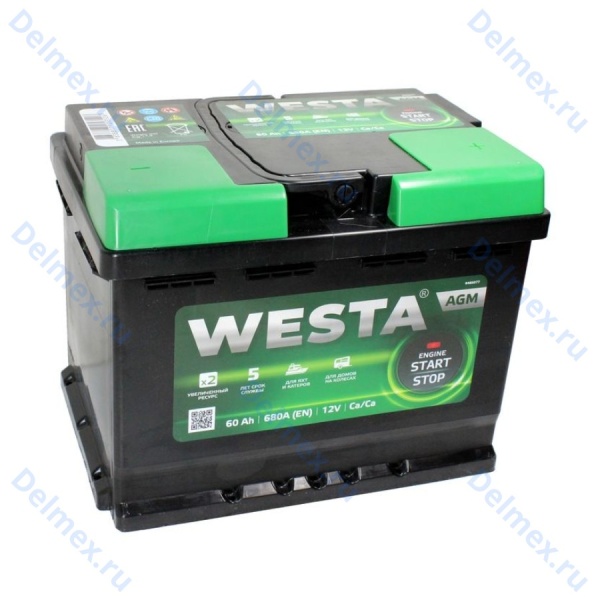 Аккумуляторная батарея WESTA 6СТ-60 AGM о/п фото 