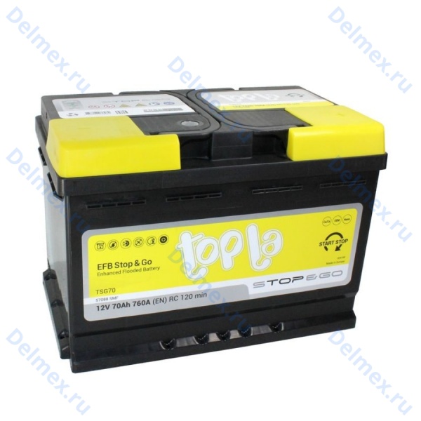 Аккумуляторная батарея TOPLA 6СТ-70L EFB Stop&Go (57088SMF) обратной полярности