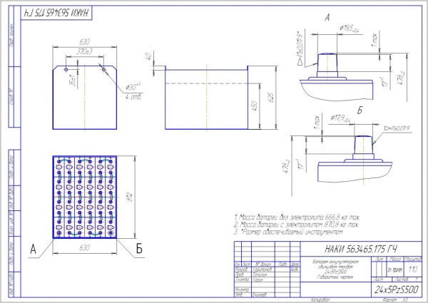 Фото АКБ 24х5PzS500 исполнение 175-01 с гибкими перемычками залитая электролитом