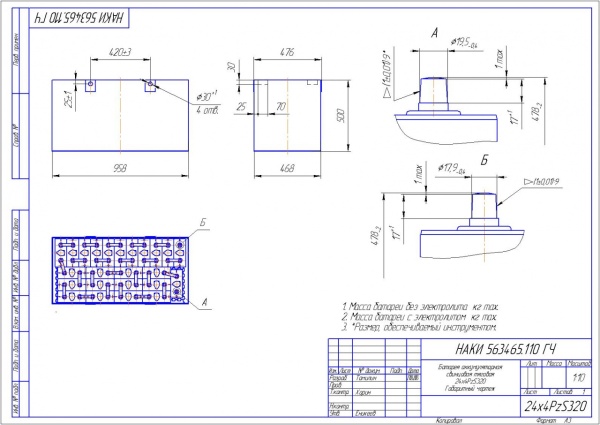Фото АКБ 24х4PzS320 исполнение 110-01 с гибкими перемычками залитая электролитом