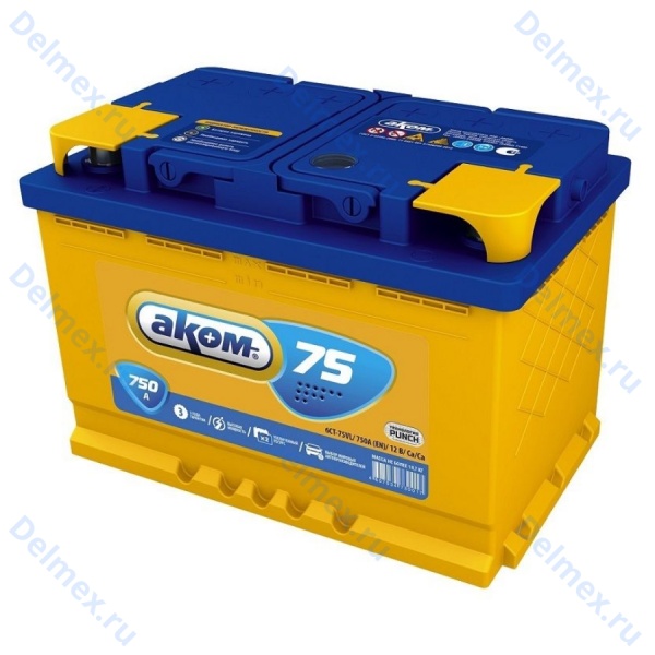 Аккумуляторная батарея АКОМ 6СТ-75L прямой полярности