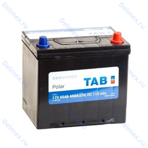 Аккумуляторная батарея TAB 6СТ-65L POLAR JIS MF обратной полярности Азия