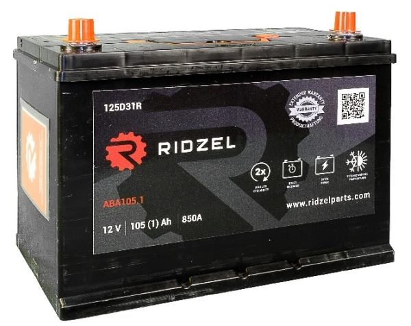 Аккумуляторная батарея RIDZEL 12V 105Ah АЗИЯ прямой полярности
