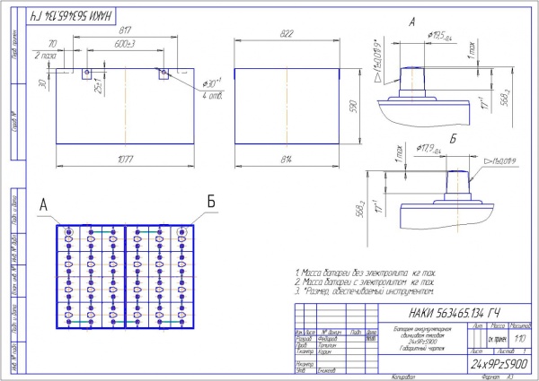Фото АКБ 24х9PzS900 исполнение 134-01 с гибкими перемычками залитая электролитом
