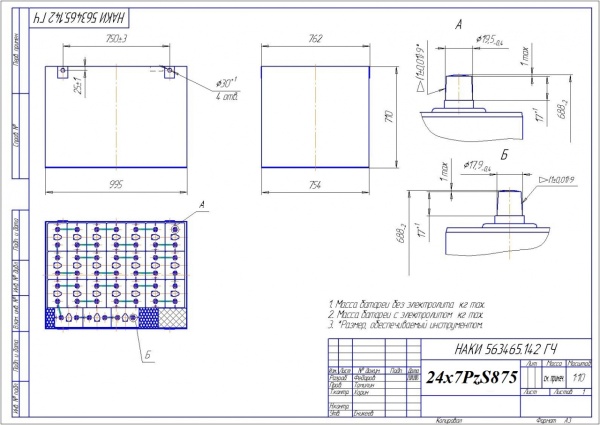 Фото АКБ 24х7PzS875 исполнение 142-01 с гибкими перемычками залитая электролитом