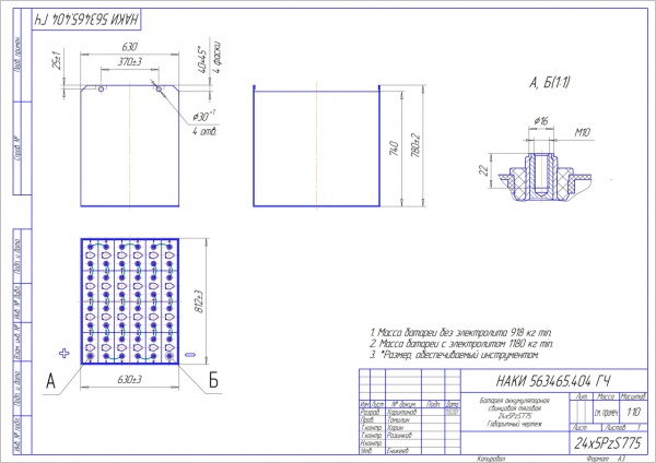 Фото АКБ 24х5PzS775 исполнение 404-01 с гибкими перемычками залитая электролитом