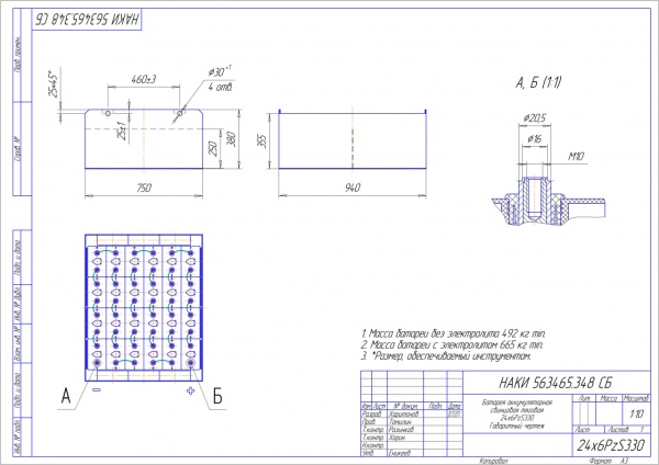 Фото АКБ 24х6PzS330 исполнение 348-01 с гибкими перемычками в комплекте с электролитом