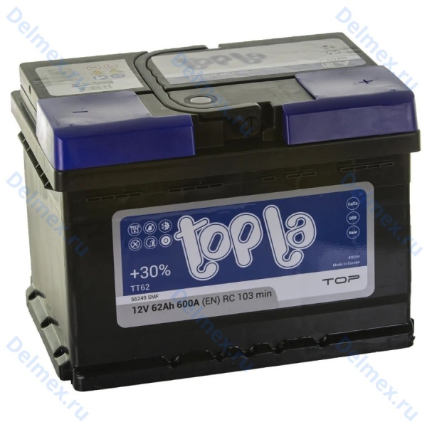 Аккумуляторная батарея TOPLA 6СТ-62L Top Sealed обратной полярности (118662)