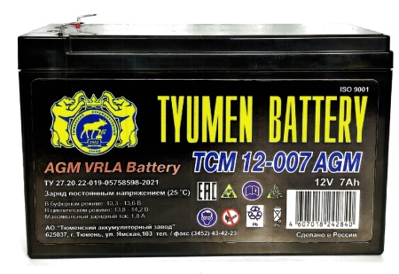 Фото Аккумуляторная батарея Tyumen Battery ТСМ-12007 AGM