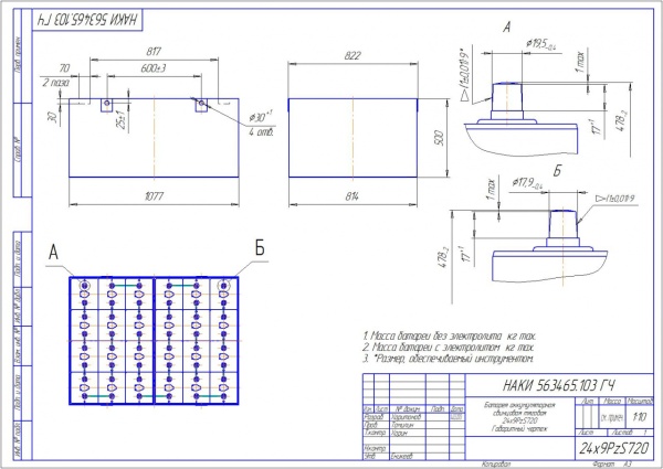 Фото АКБ 24х9PzS720 исполнение 103-01 с гибкими перемычками залитая электролитом