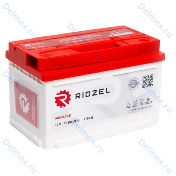 Аккумуляторная батарея RIDZEL 12V 75Ah обратной полярности низкий (AB075.0LB)