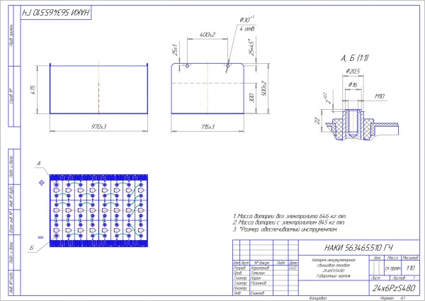 Фото АКБ 24х6PzS480 исполнение 510-01 с гибкими перемычками залитая электролитом